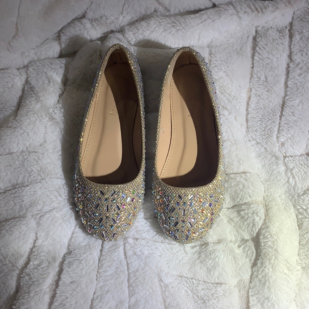 Girls Sz 13 gold Dressy bling shoes